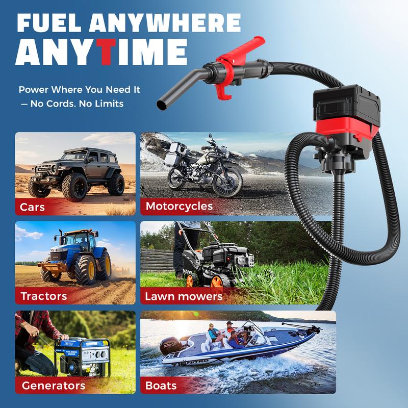 Cordless Fuel Transfer Pump Compatible with DeWalt 20V & Milwaukee 18V Batteries