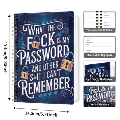 📅Funny Password Notebook - Spiral Bound with Lock Icons & Funny Security Phrases✍️